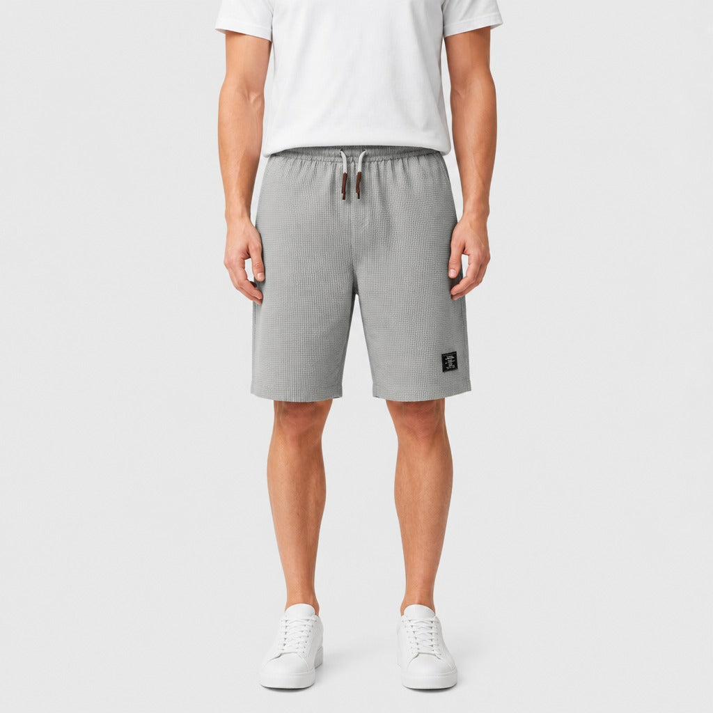 Men’s Cotton Blend Shorts with Appliqué Detail Grey