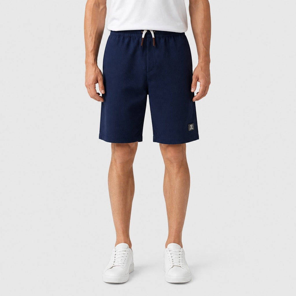Men’s Cotton Blend Shorts with Appliqué Detail Blue