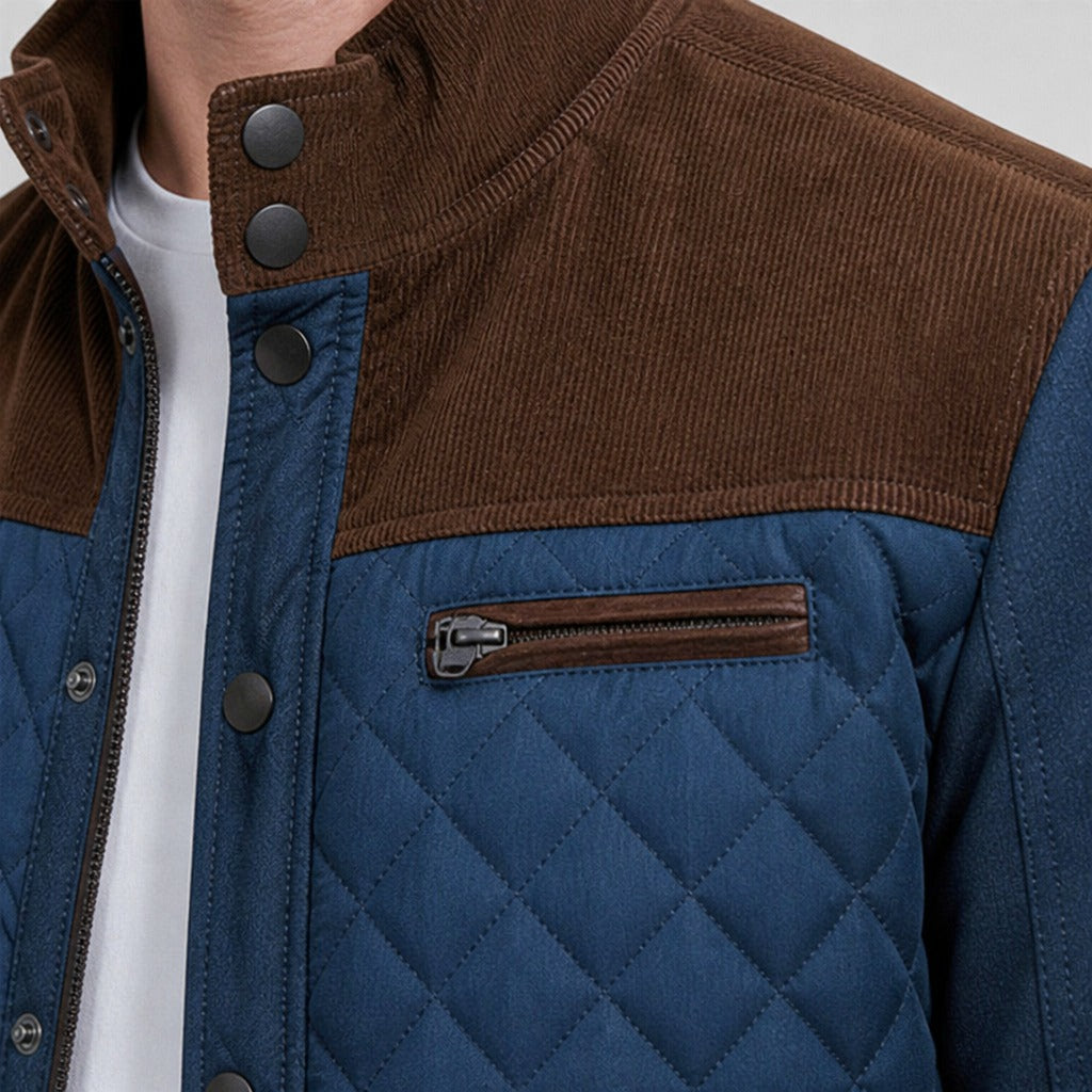 Men’s Cotton Blend Zip Jacket with Turn-Down Collar detail
