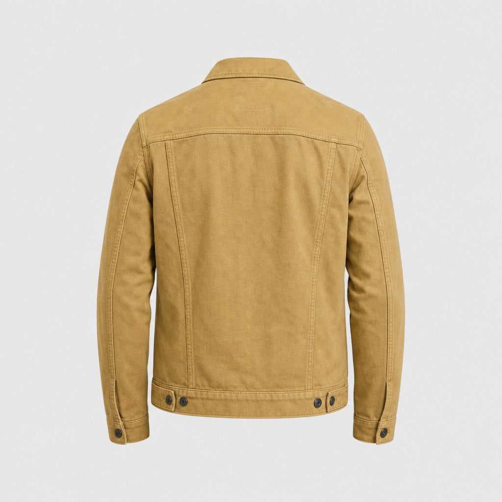 Men’s Cotton Button Jacket with Appliqué Detail Khaki product back