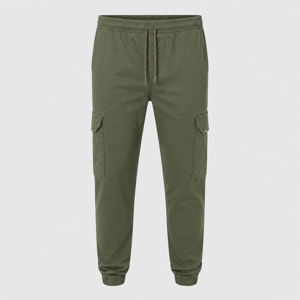 Men’s Cotton Cargo Joggers Military Green product front