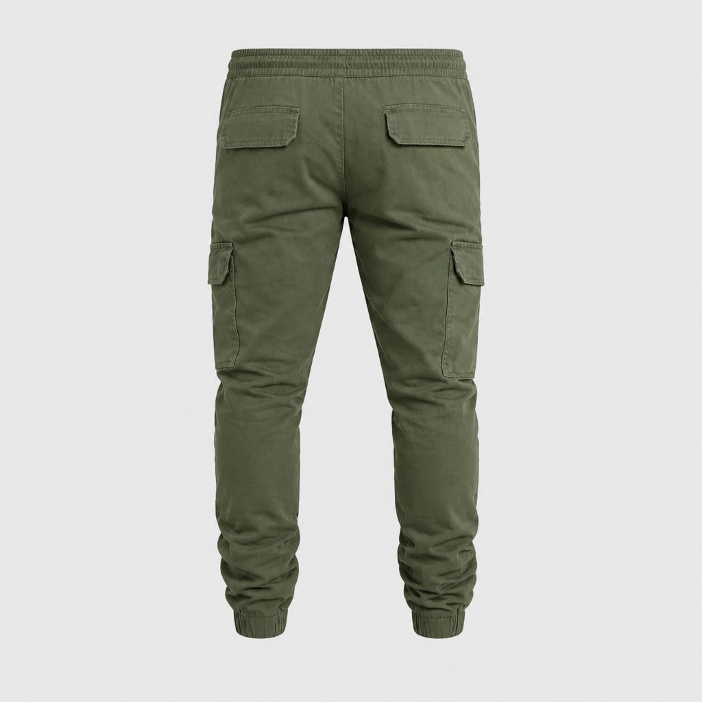 Men’s Cotton Cargo Joggers Military Green product back