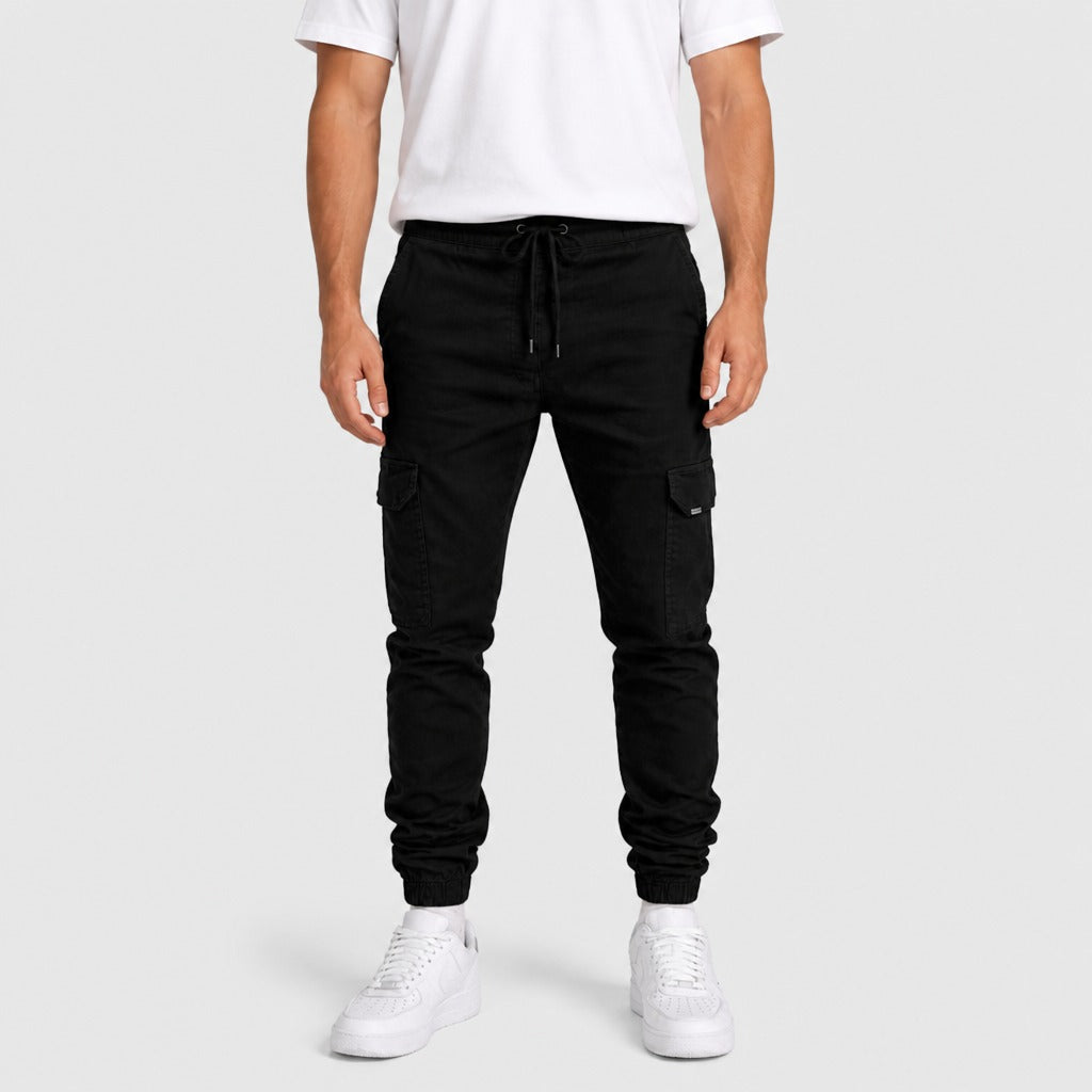 Men’s Cotton Cargo Joggers Black