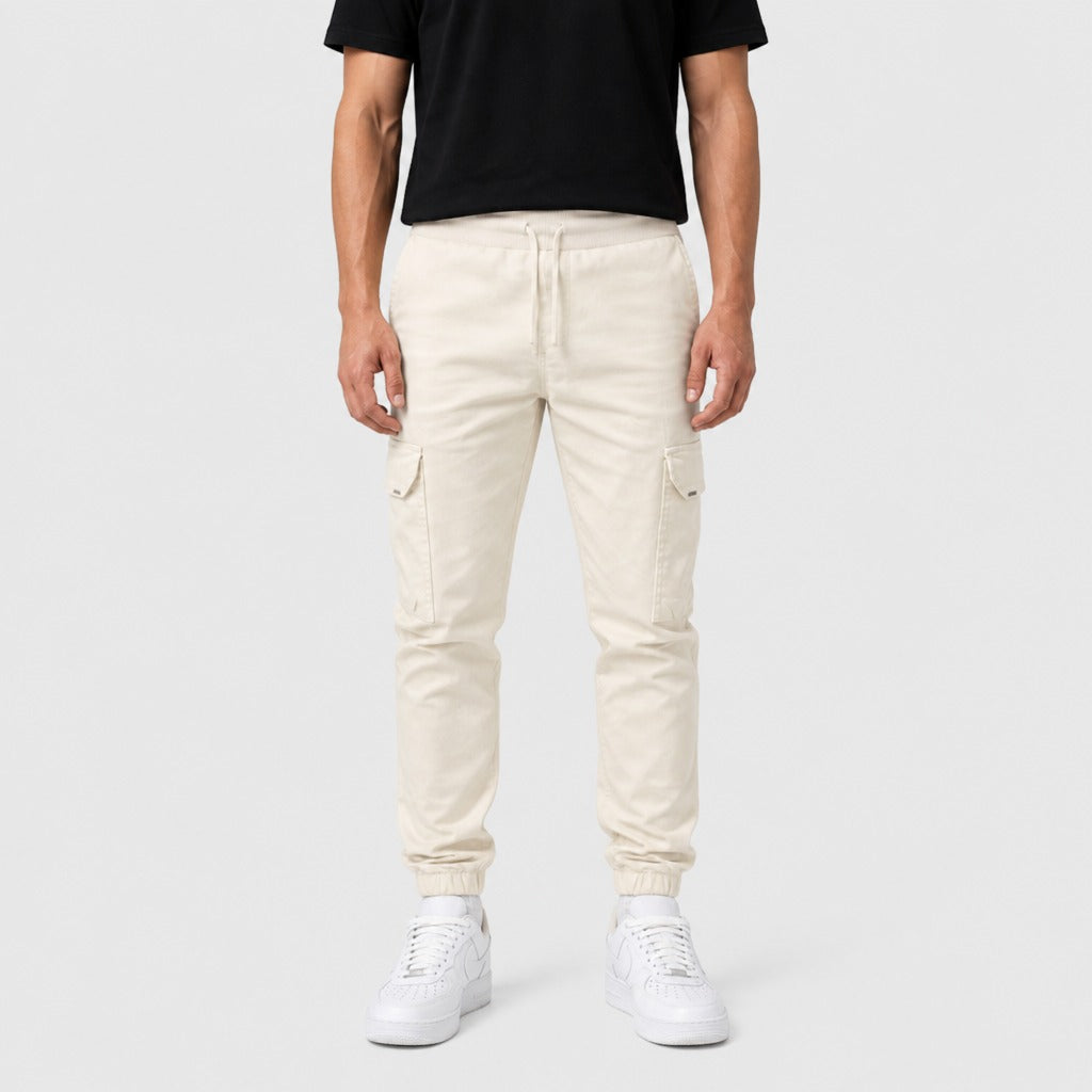 Men’s Cotton Cargo Joggers Beige