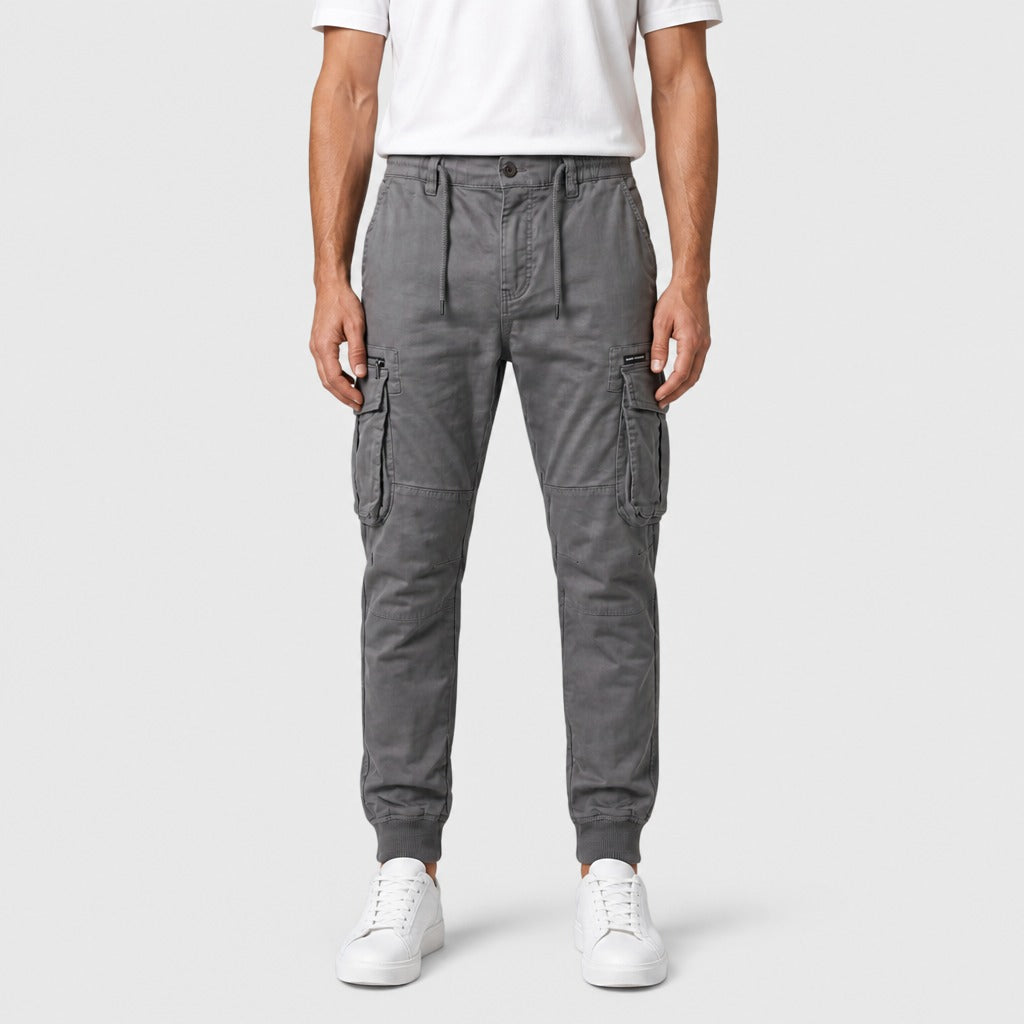 Men’s Cotton Cargo Trousers with Zip Pocket Grey