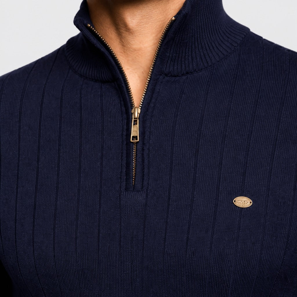 Men’s Cotton High Neck Zip Sweatshirt detail