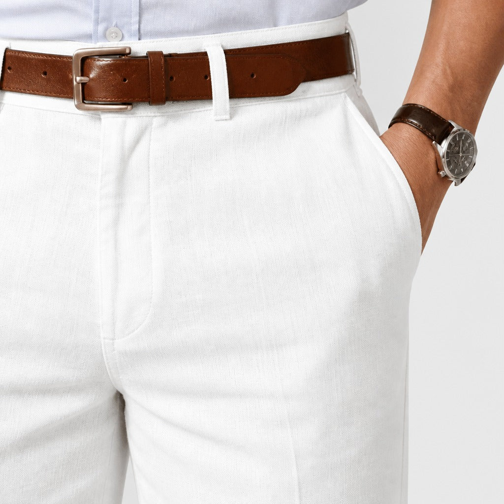 Men’s Cotton Linen Ankle Length Trousers detail