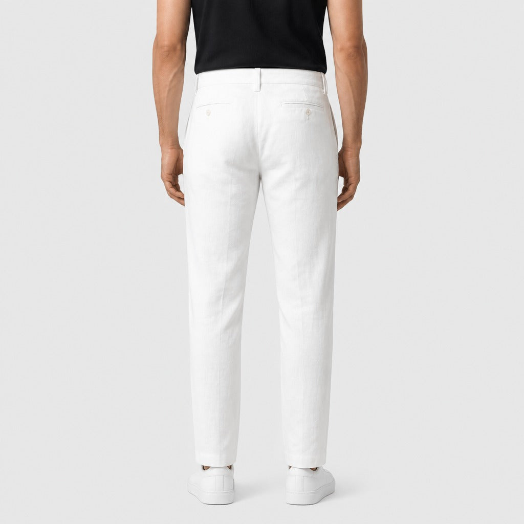 Men’s Cotton Linen Ankle Length Trousers White back