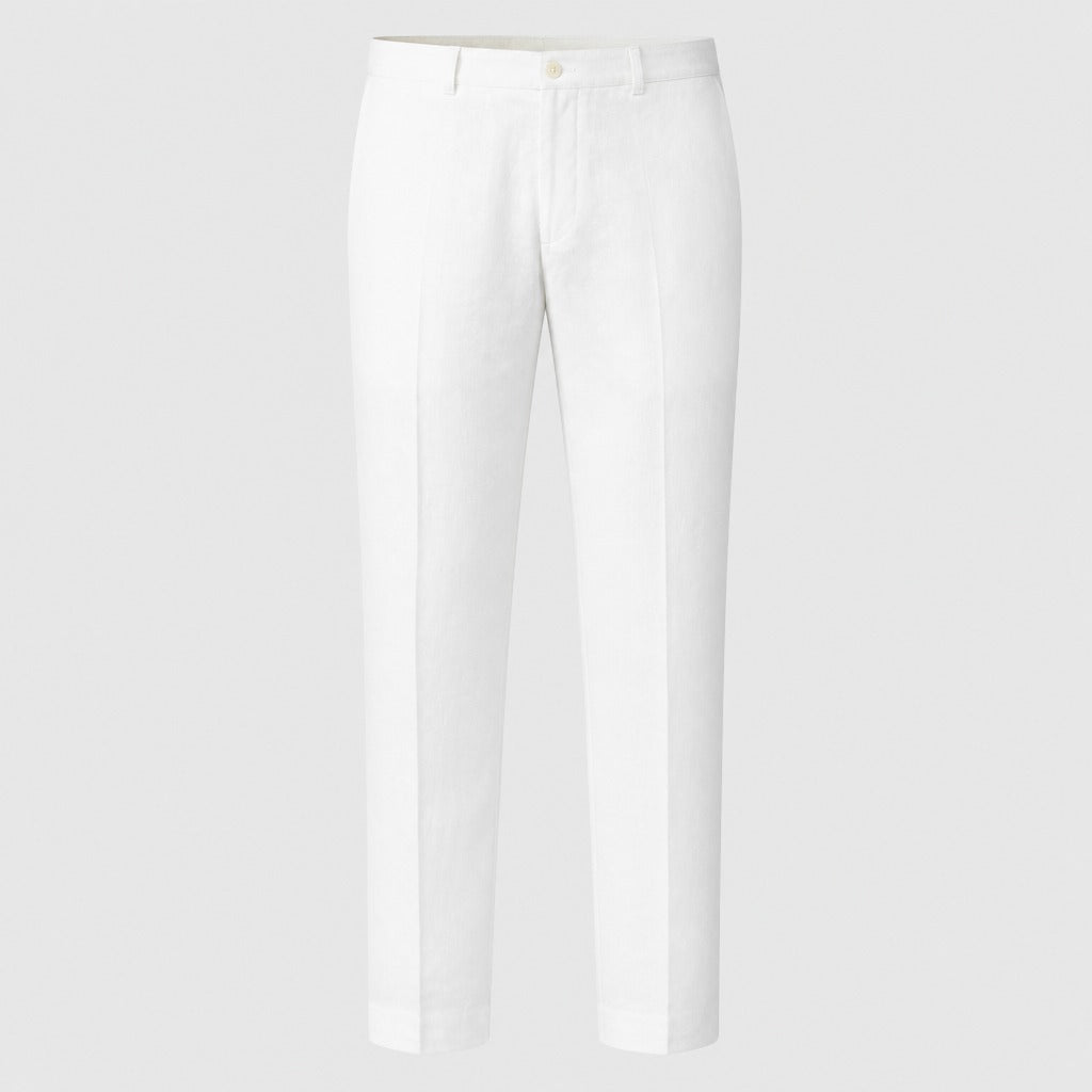 Men’s Cotton Linen Ankle Length Trousers White product front