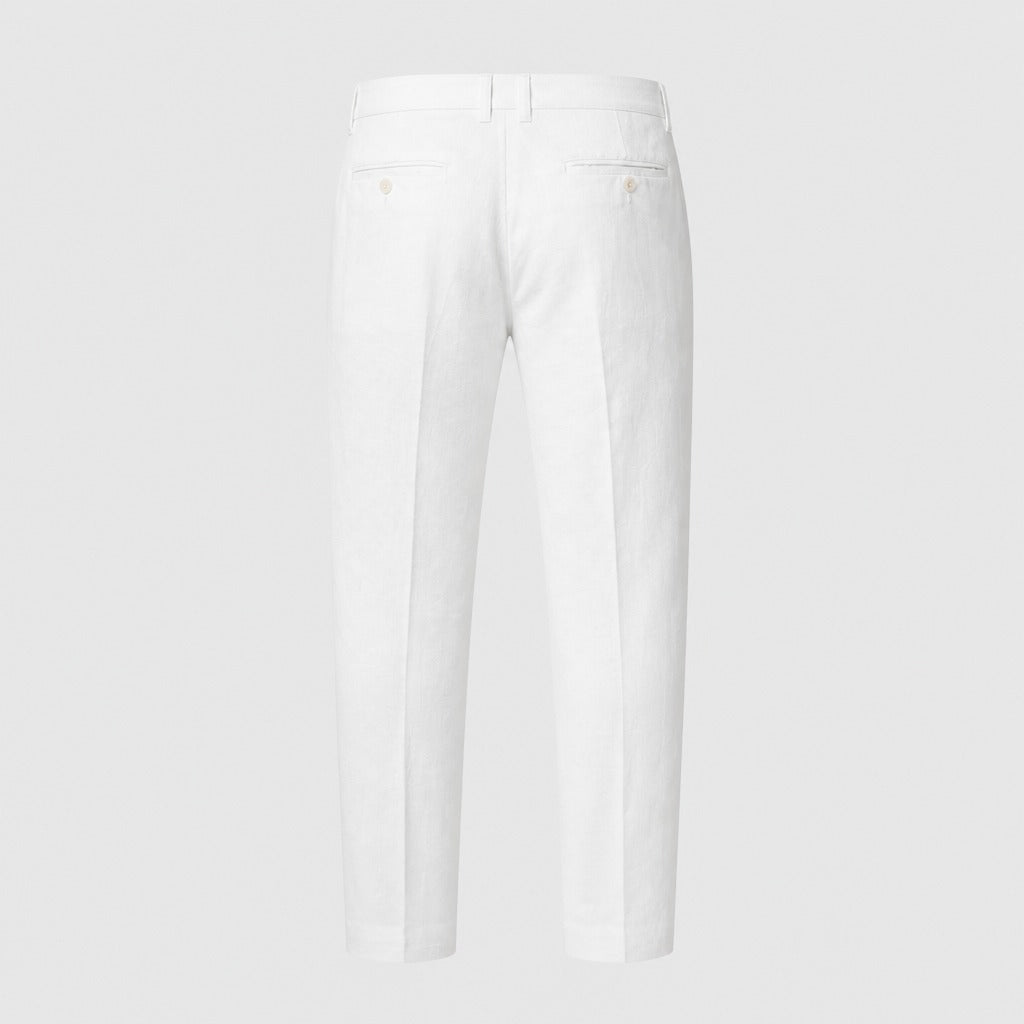 Men’s Cotton Linen Ankle Length Trousers White product back