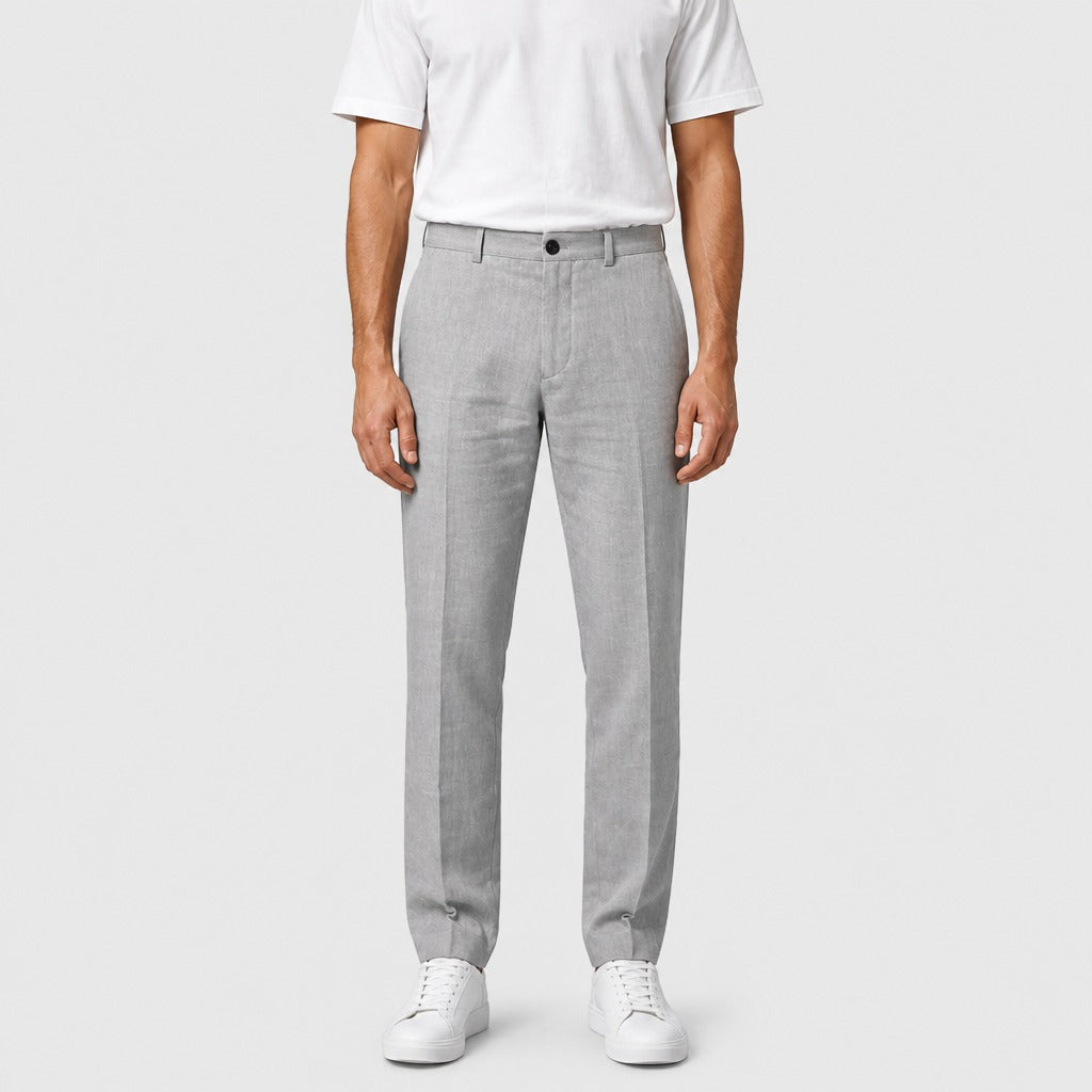 Men’s Cotton Linen Ankle Length Trousers Grey