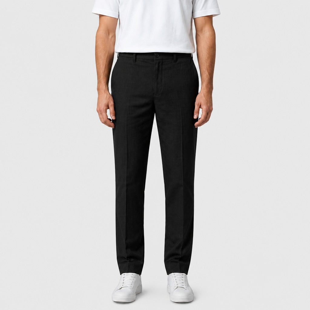 Men’s Cotton Linen Ankle Length Trousers Black