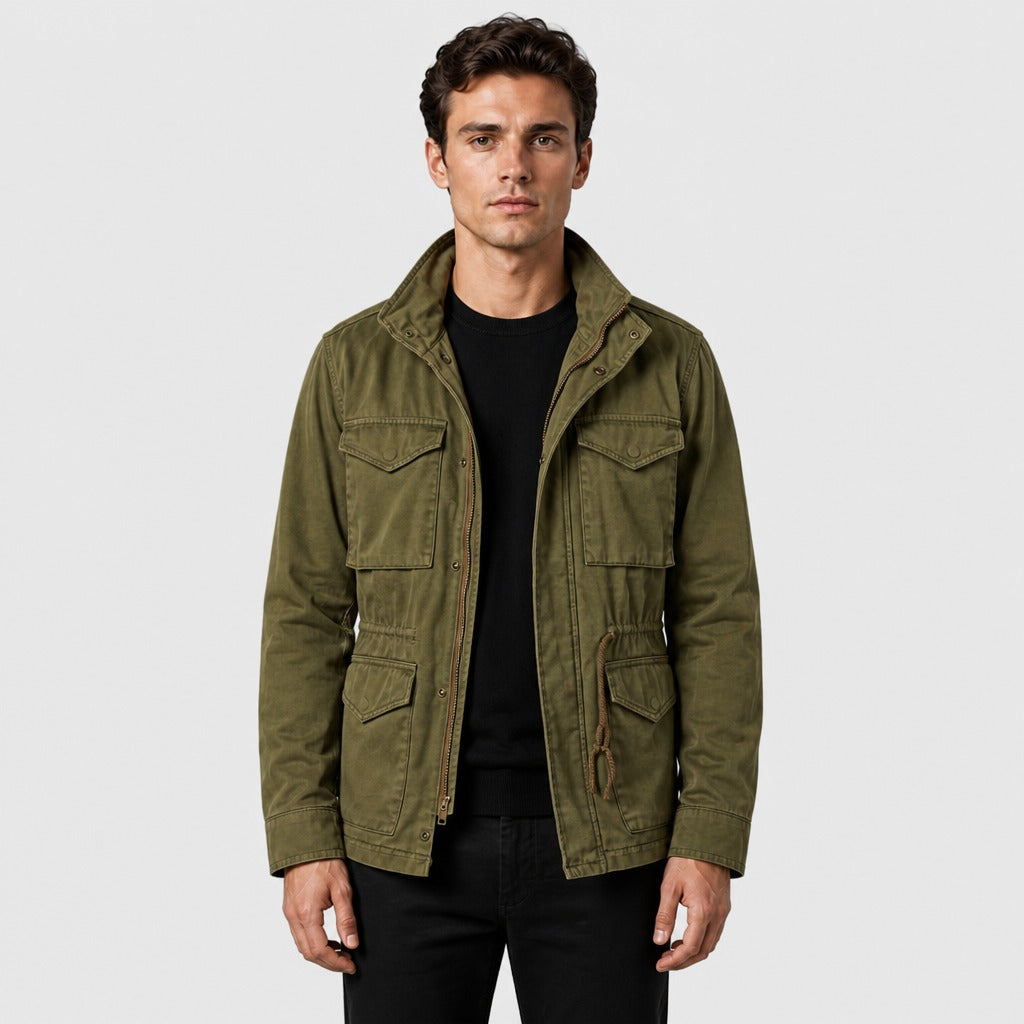 Men’s Cotton Military Field Jacket Green front