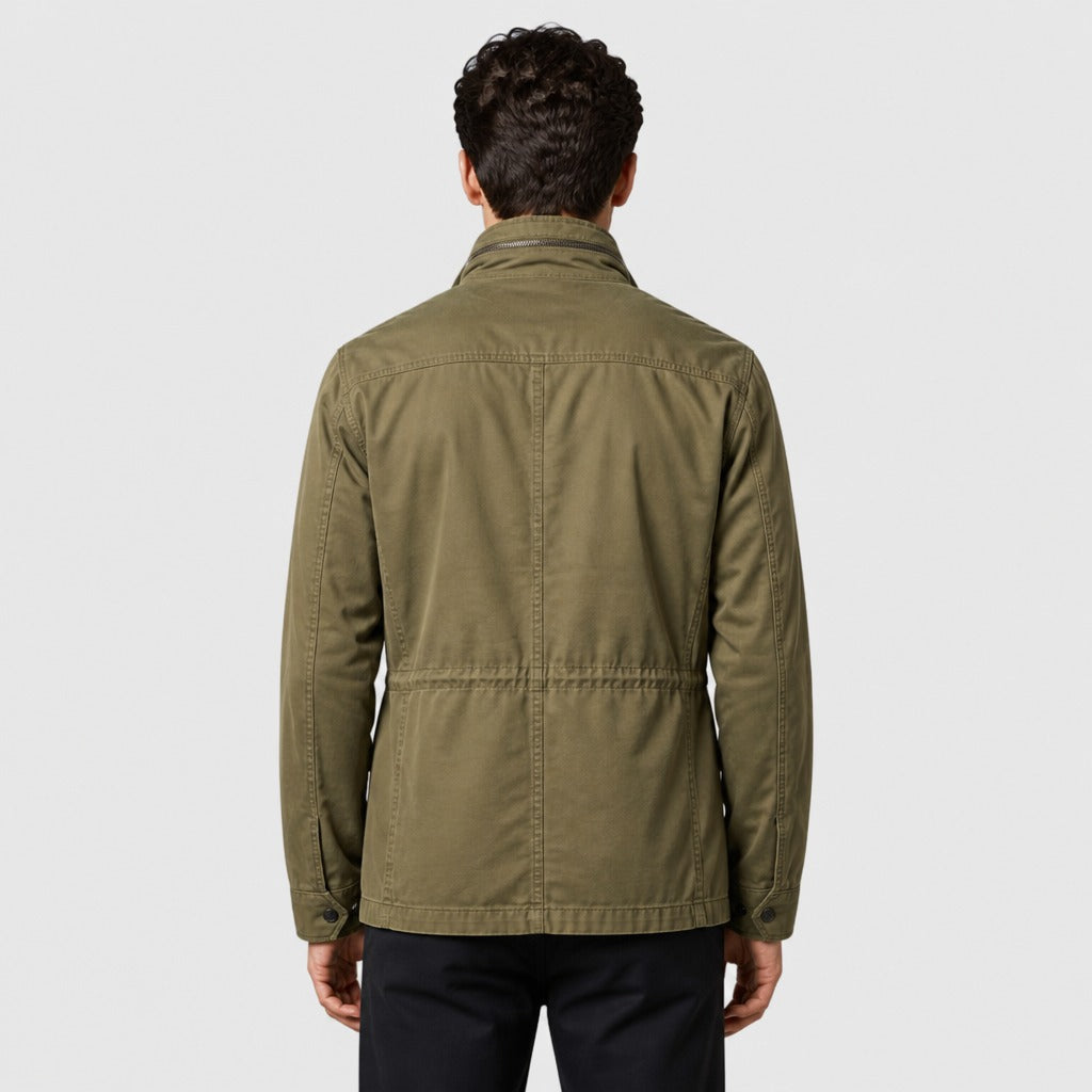Men’s Cotton Military Field Jacket Green back