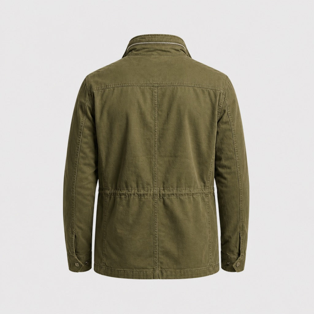 Men’s Cotton Military Field Jacket Green product back