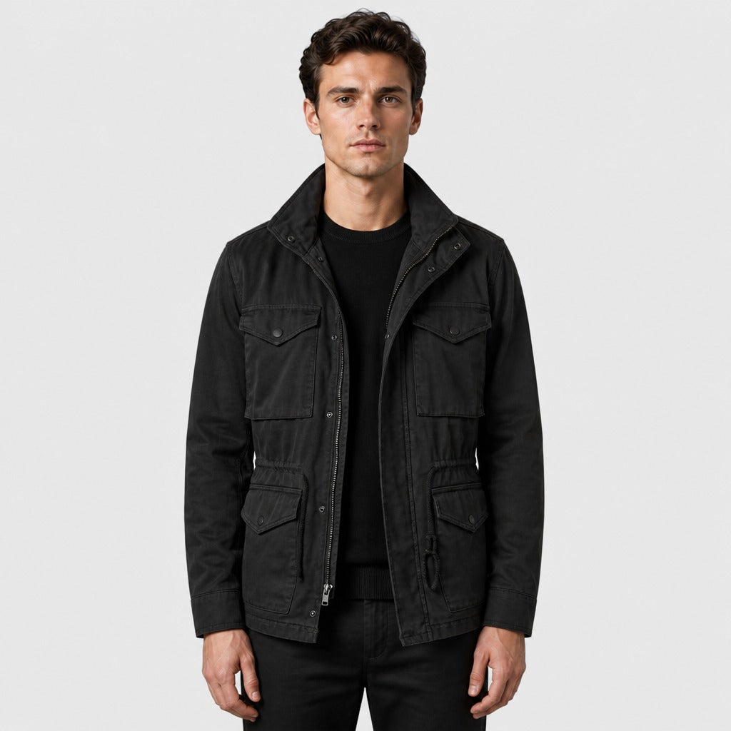 Men’s Cotton Military Field Jacket Black