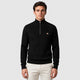 Men’s Cotton Stretch High Collar Zip Jumper Black front