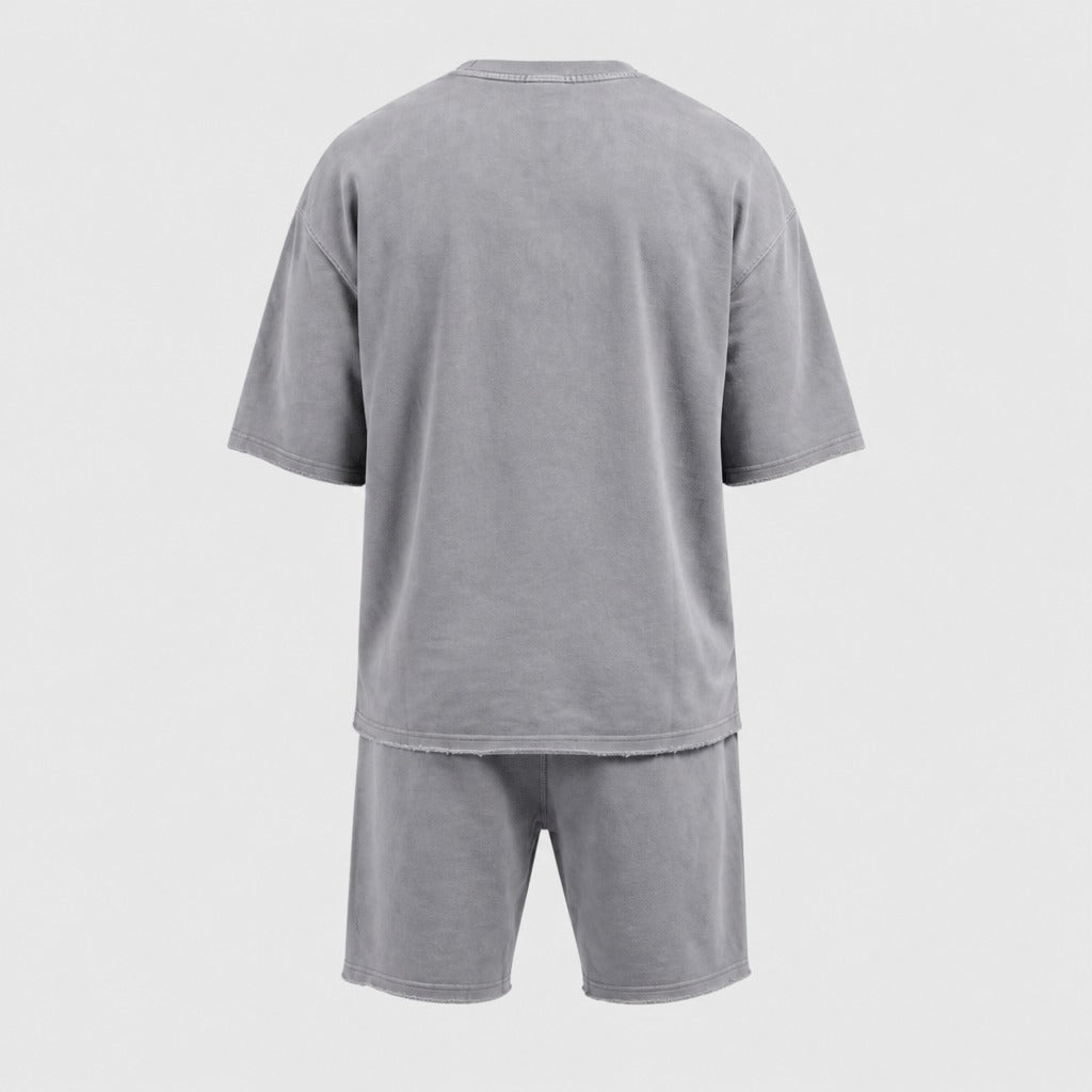 Men’s Cotton T-Shirt and Shorts Set Grey product back