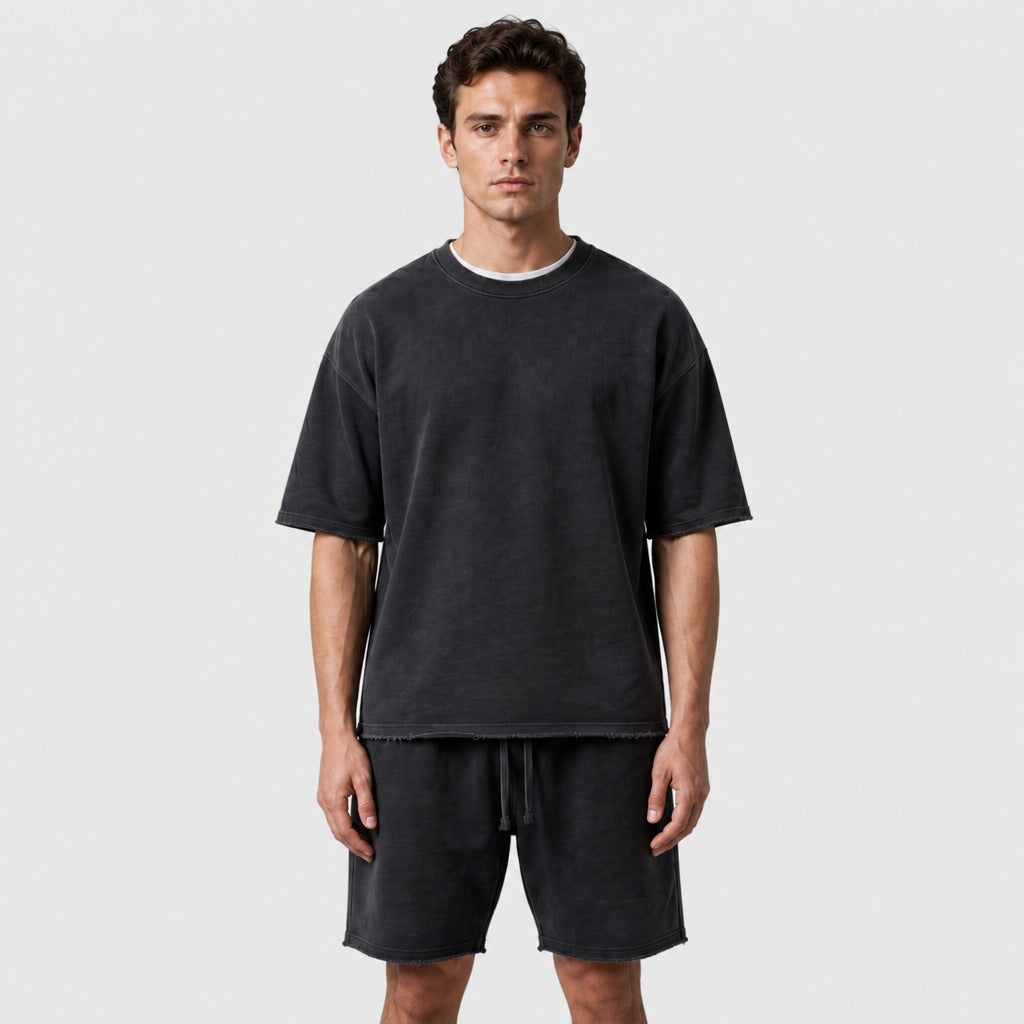 Men’s Cotton T-Shirt and Shorts Set Black