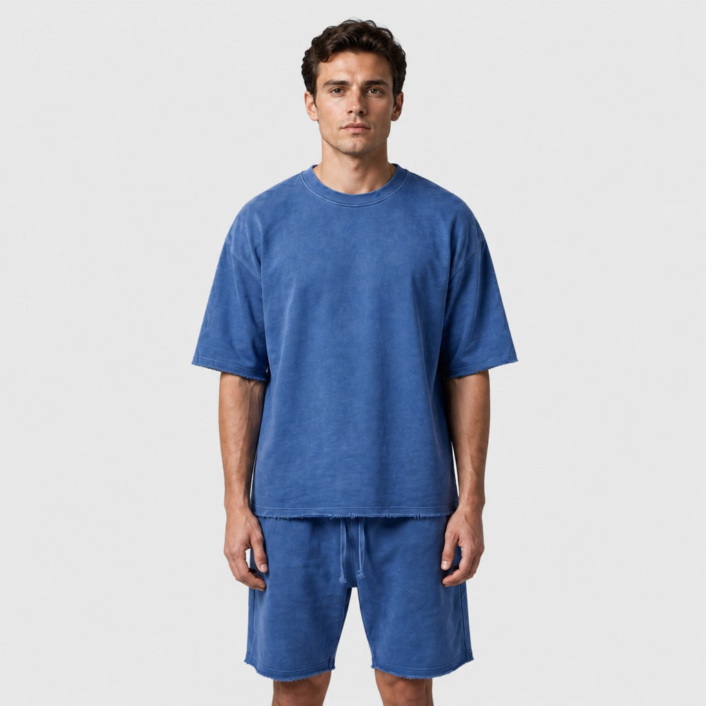 Men’s Cotton T-Shirt and Shorts Set Blue