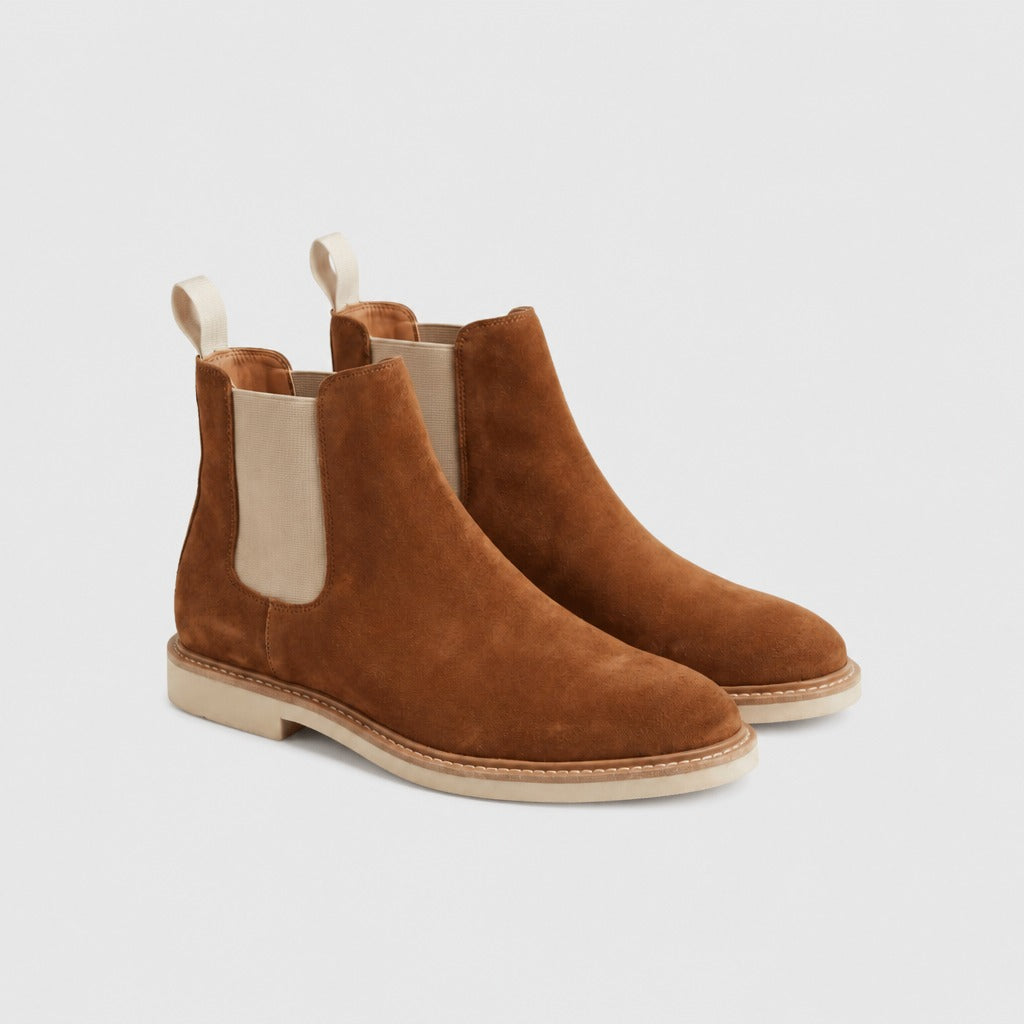 Men’s Cow Suede Chelsea Boots Caramel