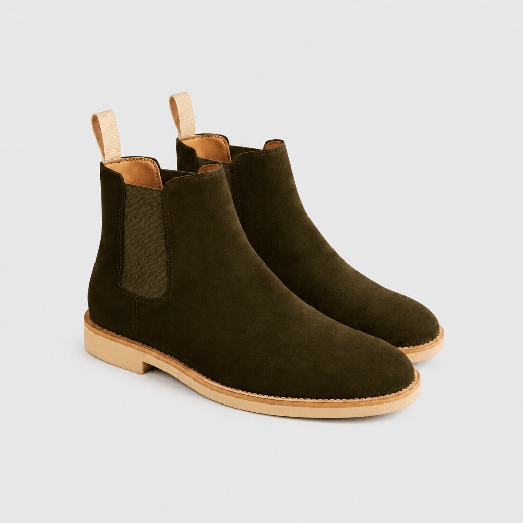 Men’s Cow Suede Chelsea Boots Brown