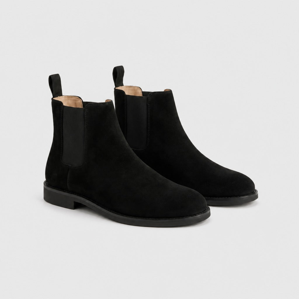 Men’s Cow Suede Chelsea Boots Black