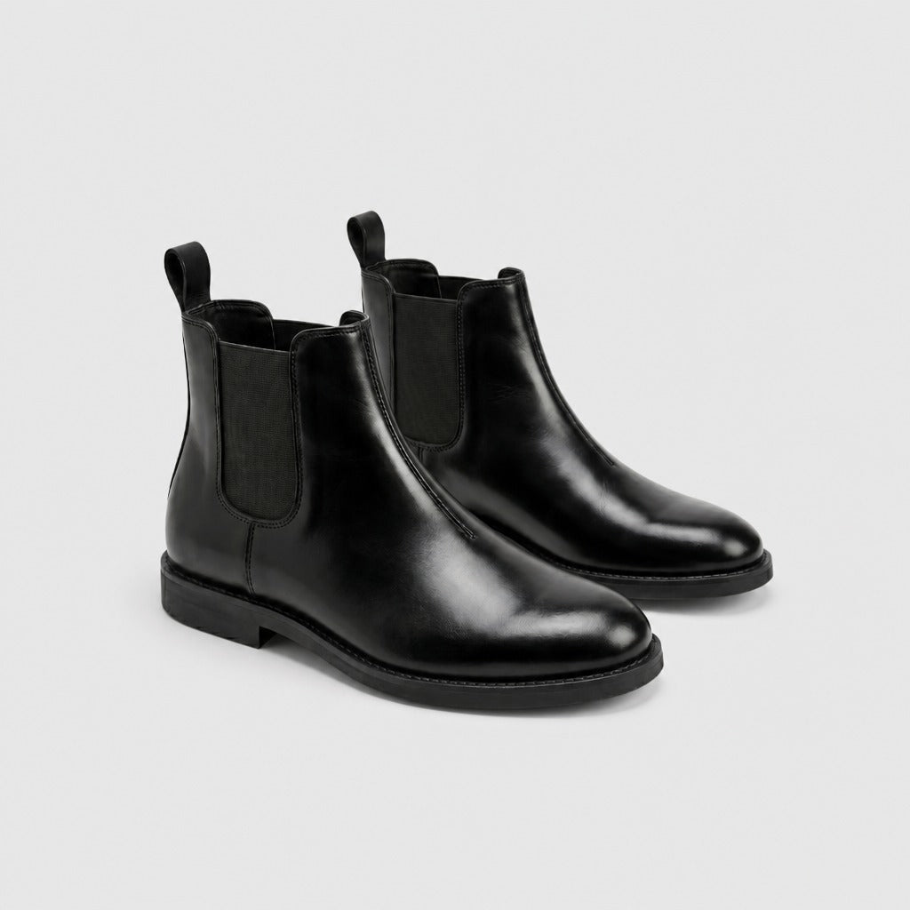 Men’s Cow Suede Chelsea Boots Black Smooth Leather