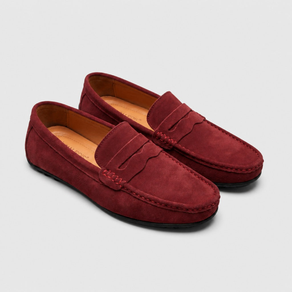 Men’s Cow Suede Loafers with Latex Insole Red
