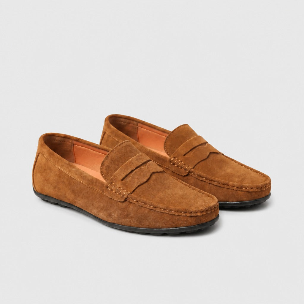 Men’s Cow Suede Loafers with Latex Insole Bronze