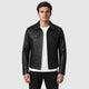 Men’s Cowhide Leather Button Jacket Black front