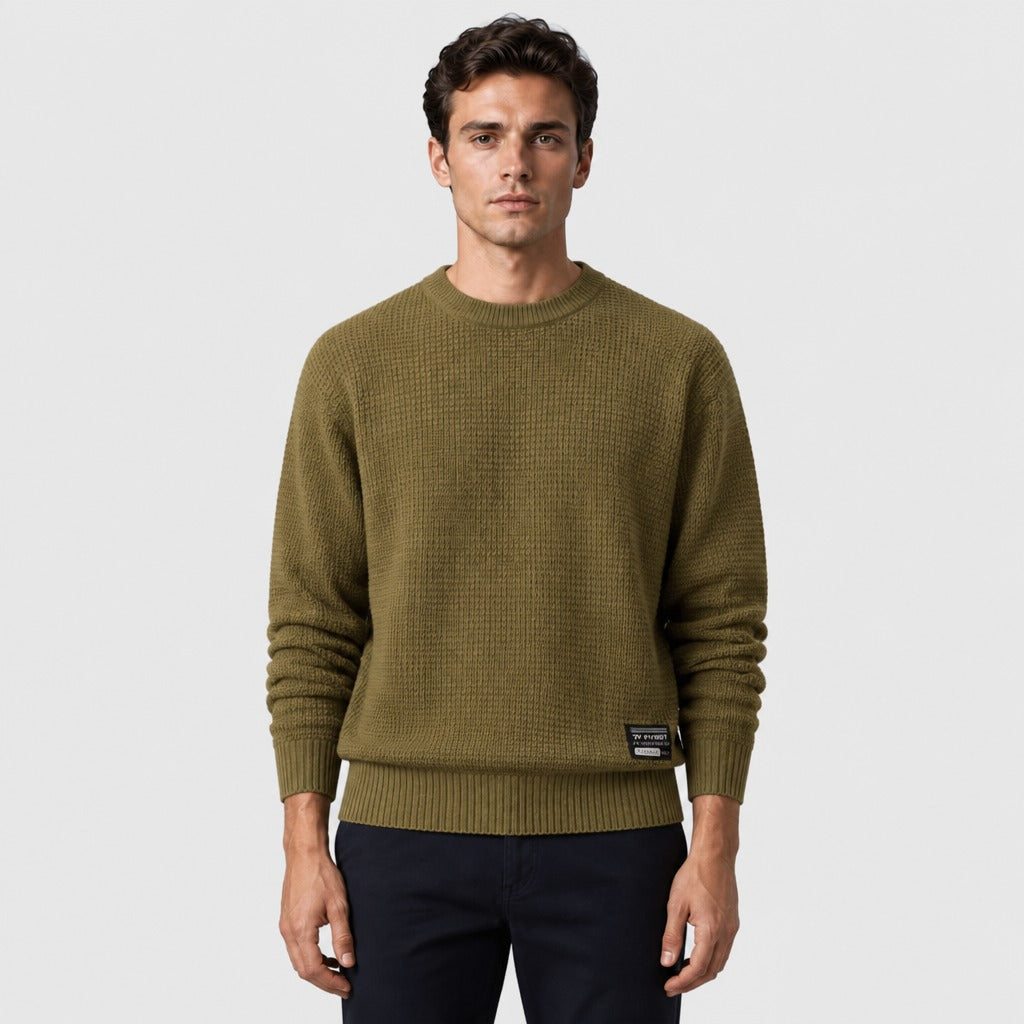 Men’s Crew Neck Knit Jumper Sunstone front