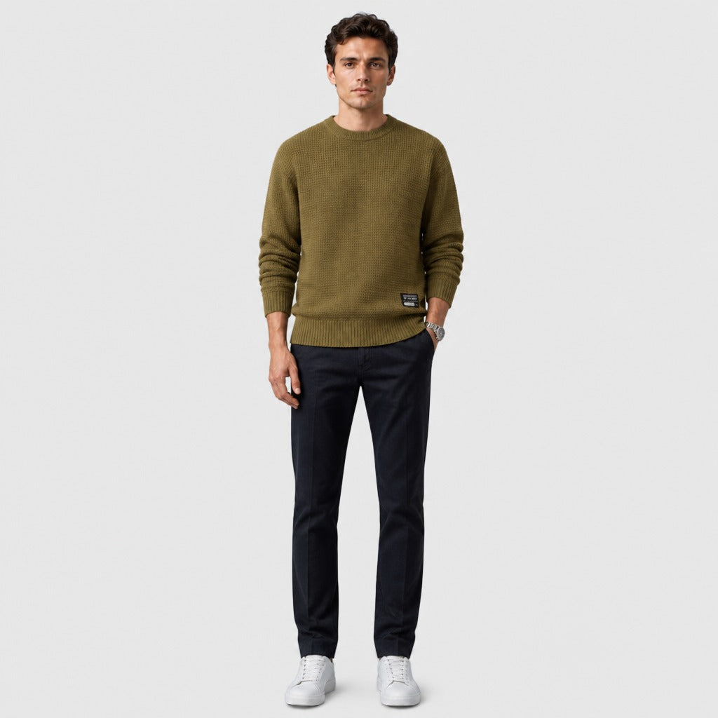 Men’s Crew Neck Knit Jumper Sunstone full length