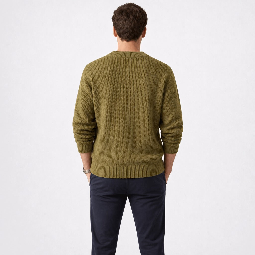 Men’s Crew Neck Knit Jumper Sunstone back