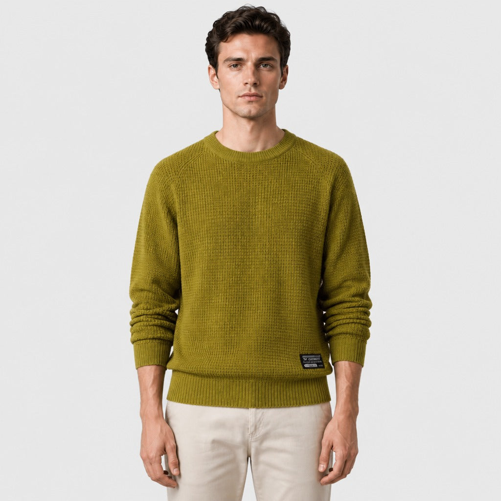Men’s Crew Neck Knit Jumper Olive