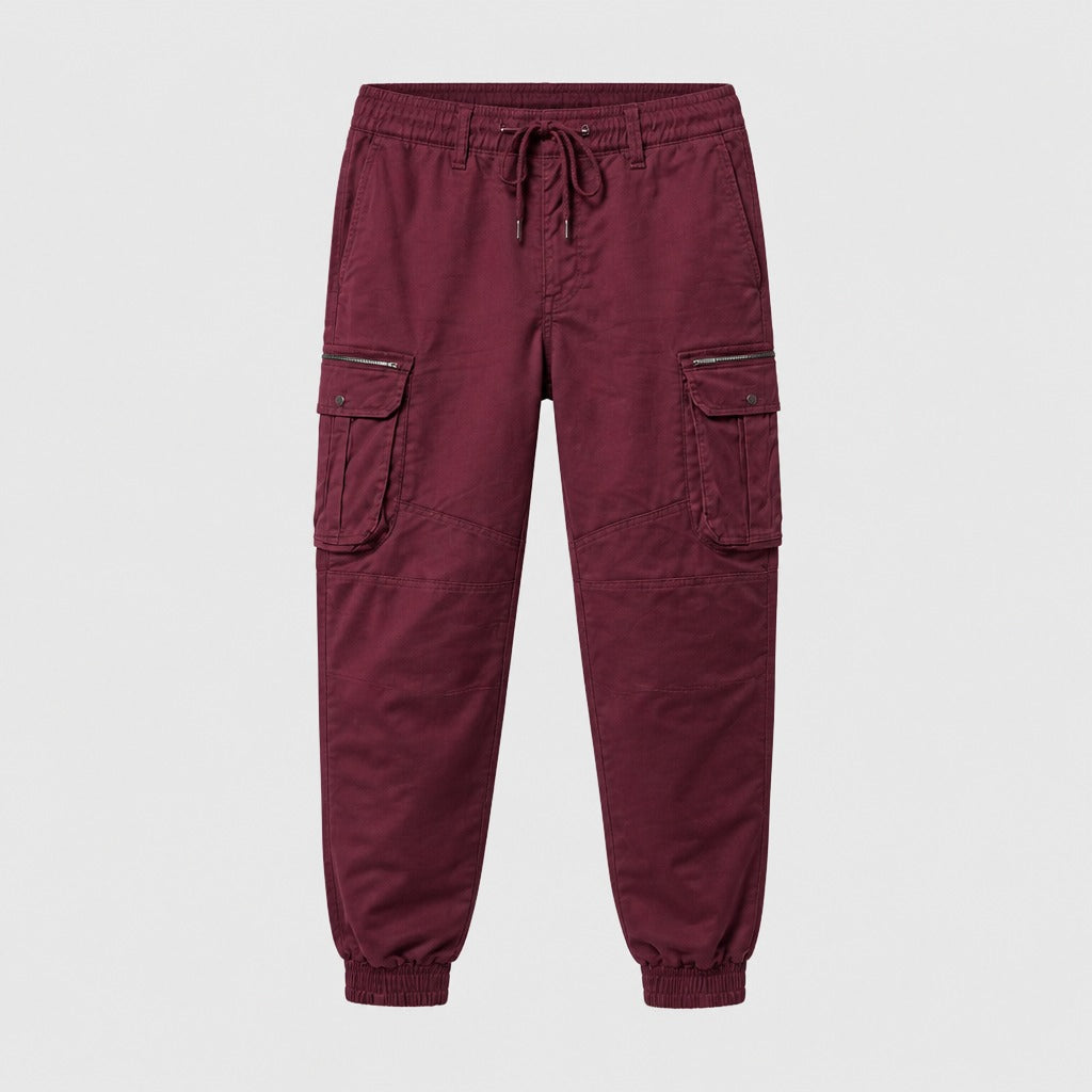 Men’s Cuffed Cargo Joggers Burgundy product front