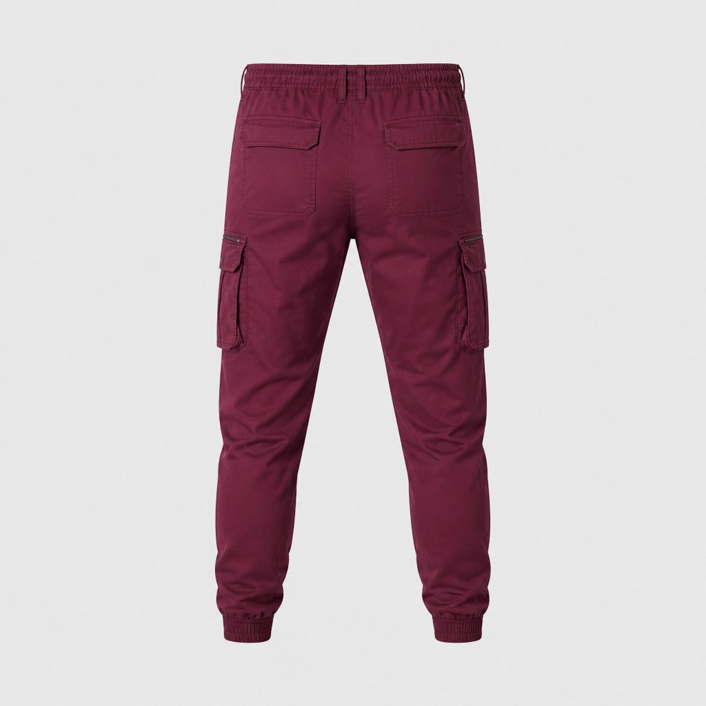 Men’s Cuffed Cargo Joggers Burgundy product back