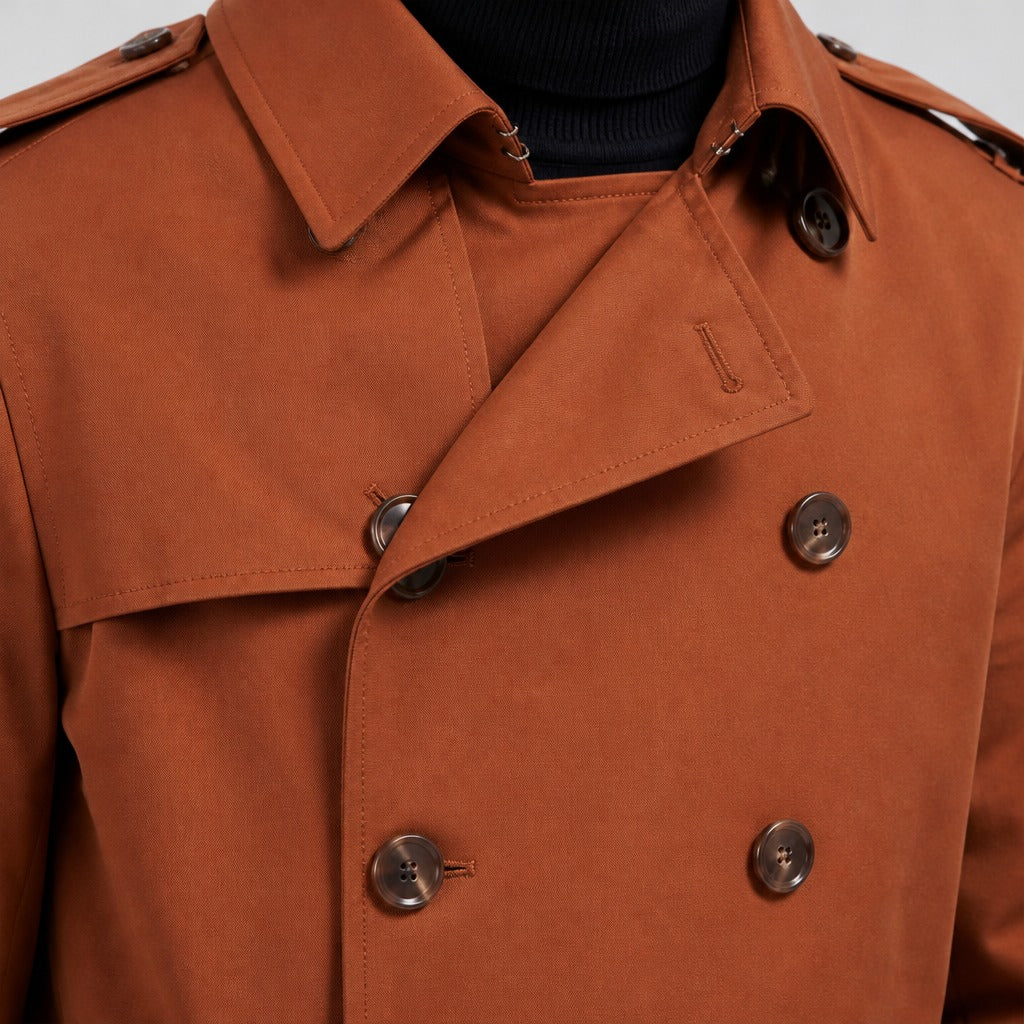 Men’s Double-Breasted Cotton Trench Coat detail