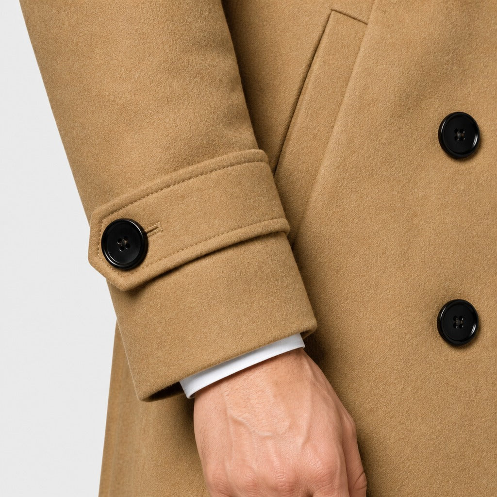 Men’s Double-Breasted Wool Blend Trench Coat detail