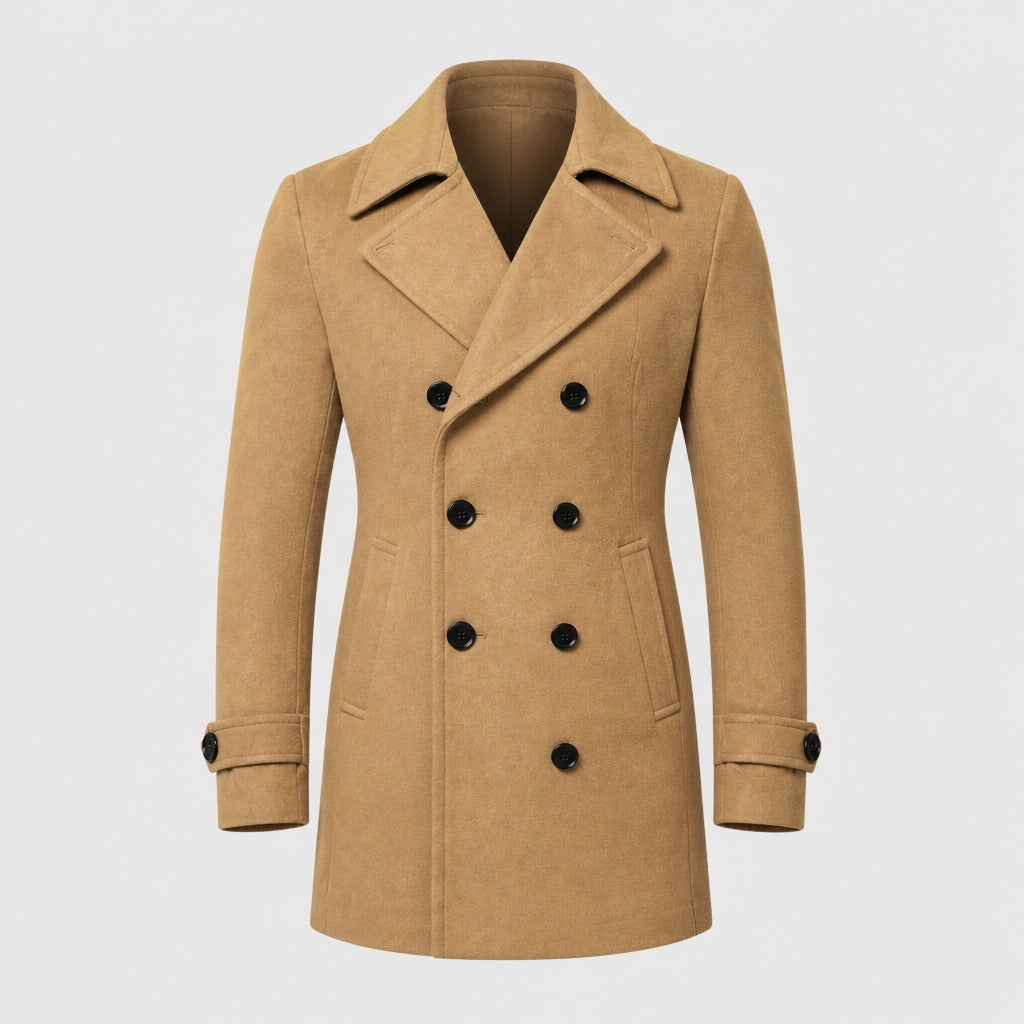Men’s Double-Breasted Wool Blend Trench Coat Brown product front