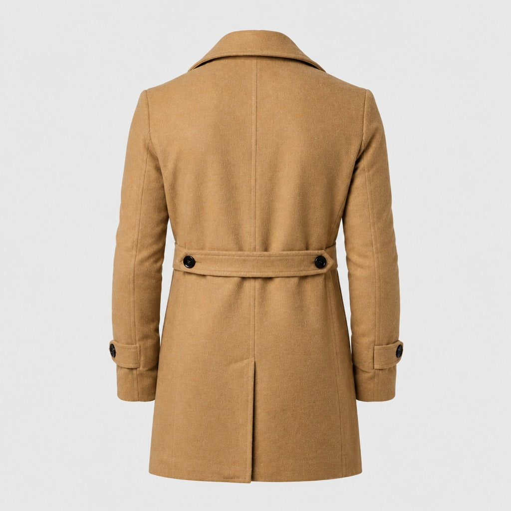 Men’s Double-Breasted Wool Blend Trench Coat Brown product back