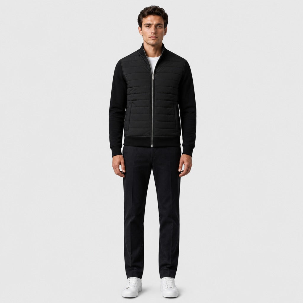 Men’s Duck Down Zip-Up Jacket Black full length