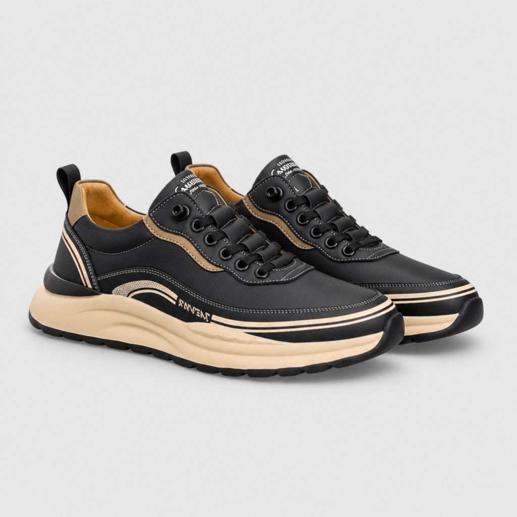 Men’s Fabric Lace-Up Trainers Black pair