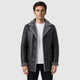 Men’s Faux Leather Blazer with Fleece Lining Black front