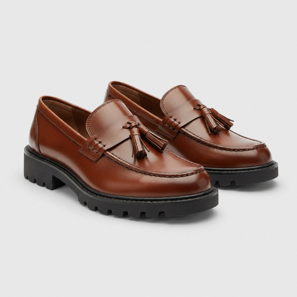 Men’s Faux Leather Slip-On Moccasins Brown pair