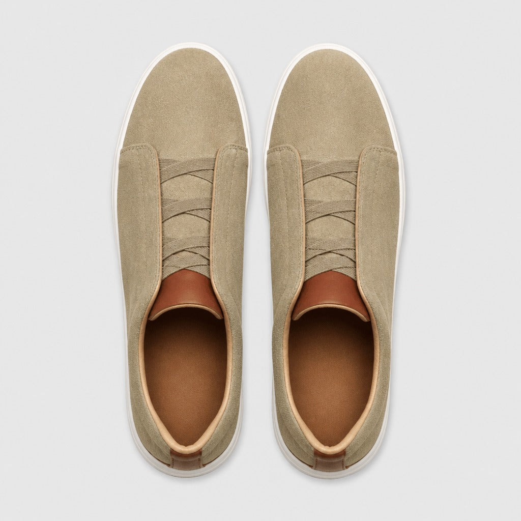 Men’s Faux Leather Slip-On Shoes Khaki top view