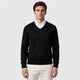Men’s Fine Wool Blend V-Neck Jumper Black front