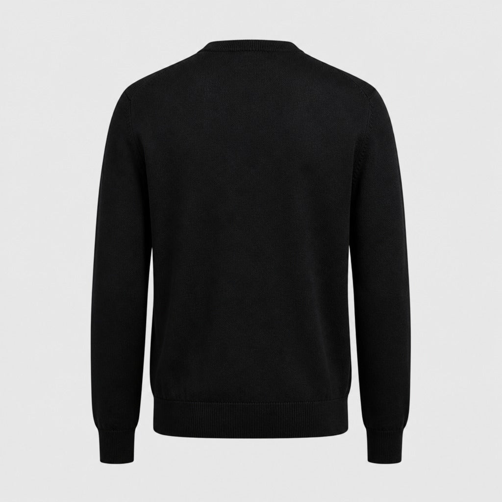 Men’s Fine Wool Blend V-Neck Jumper Black product back
