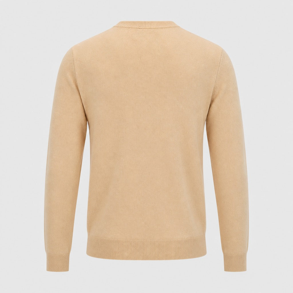 Men’s Fine Wool Crew Neck Jumper Beige product back