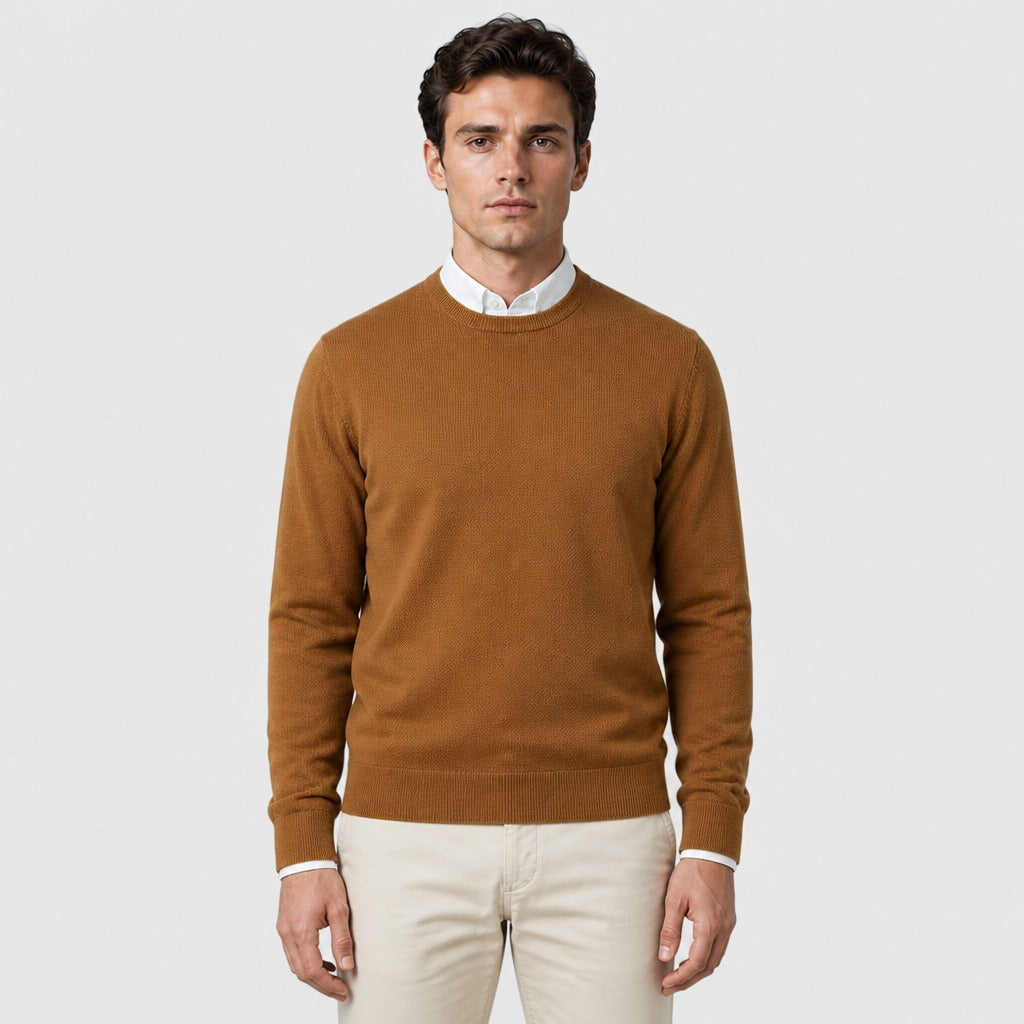 Men’s Fine Wool Crew Neck Jumper Brown